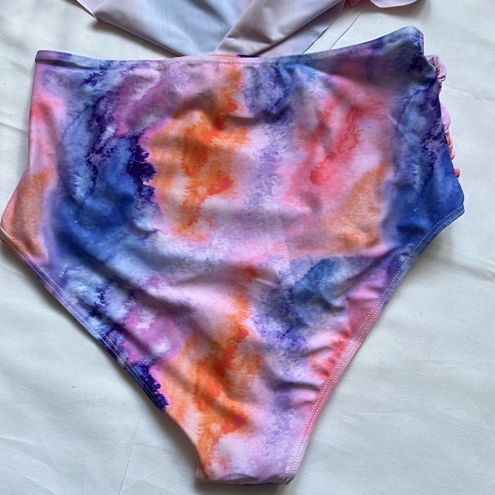⭐️FLARED Ruffle Tankini Top High Waisted Ruched Bottom Bikini Set⭐️ - Picture 6 of 6